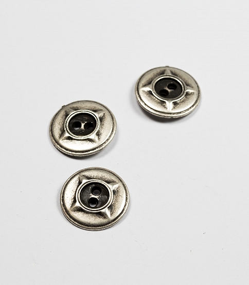 2 Hole Black & Silver Button Size 36L x5